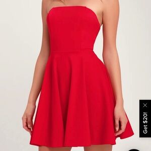 Red Strapless Lulus dress
